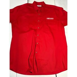 NASCAR Cintas Red Button Front Work Shirt Mens XL Short Sleeve Uniform Logo